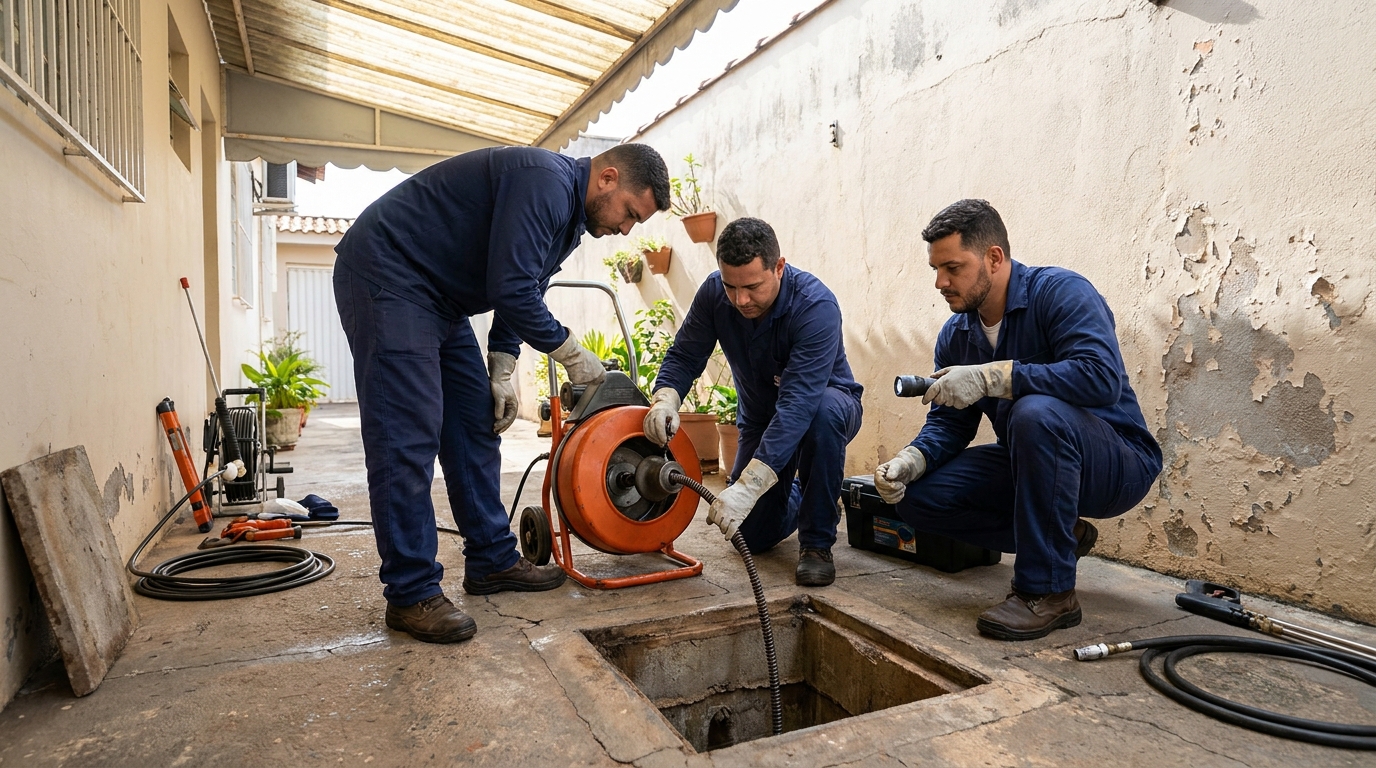 Desentupimento de esgoto com hidrojateamento em Santa Maria‑RS