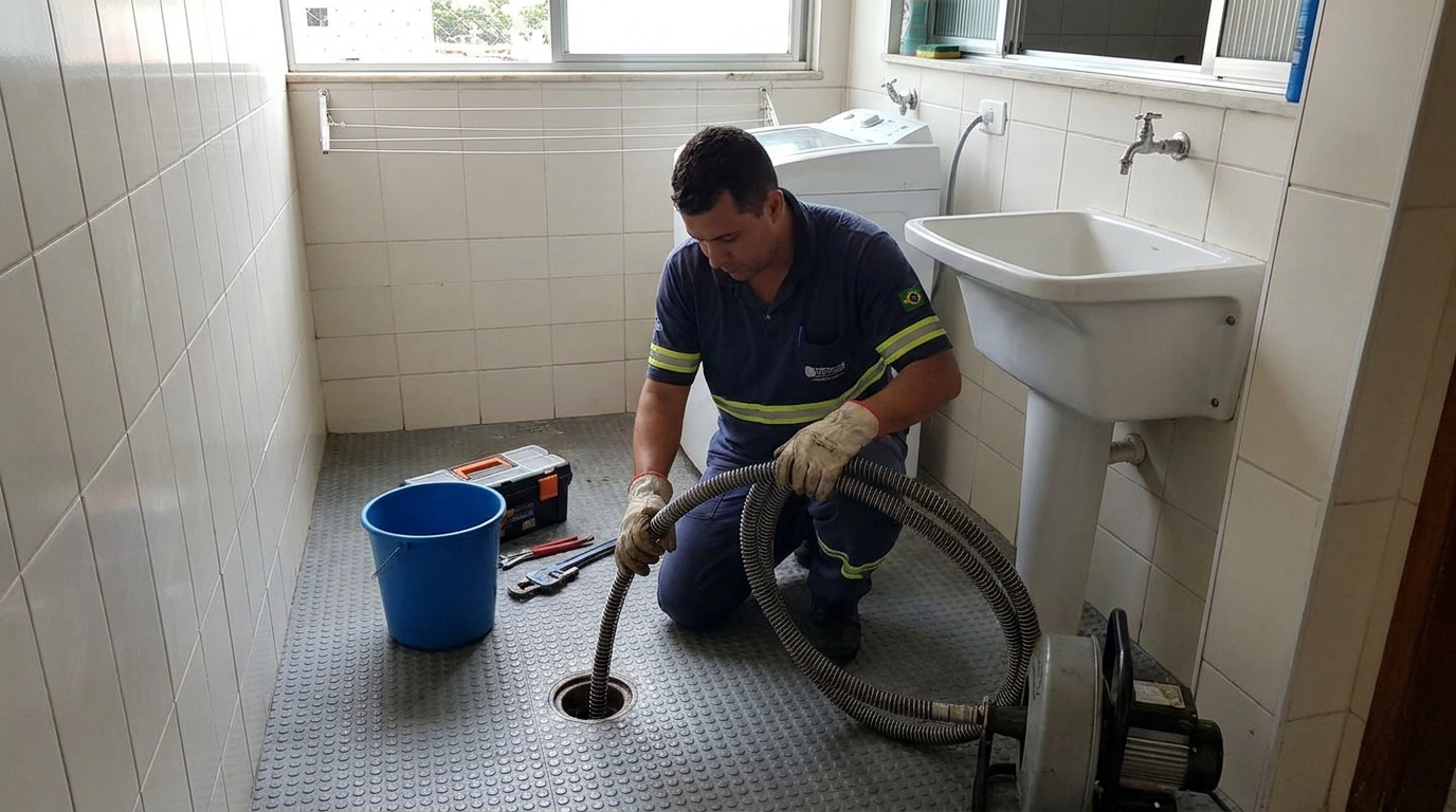 Desentupimento de ralo residencial em Santa Maria‑RS