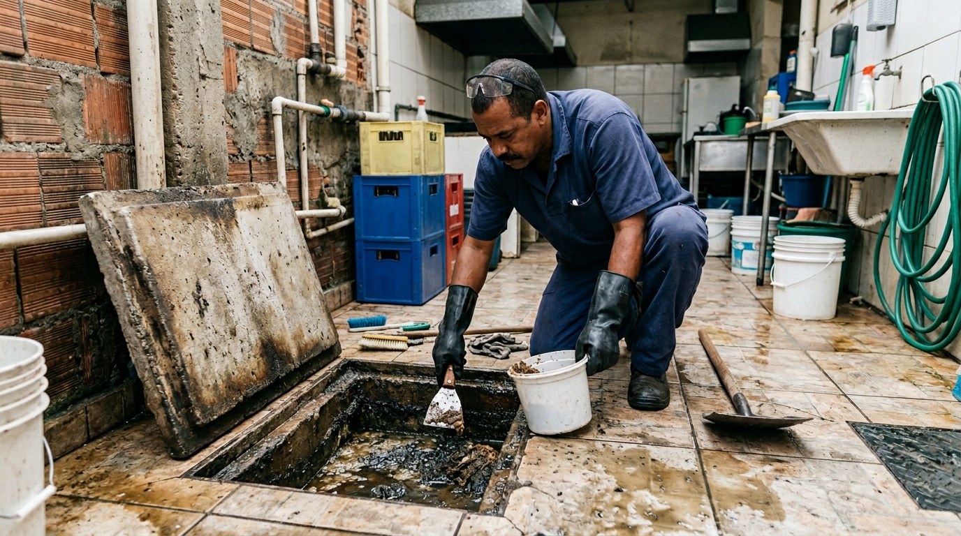 Limpeza de caixa de gordura residencial em Santa Maria‑RS